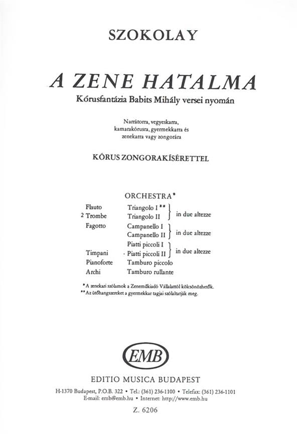 A zene hatalma. Chorus Phantasy on poems Babits M.